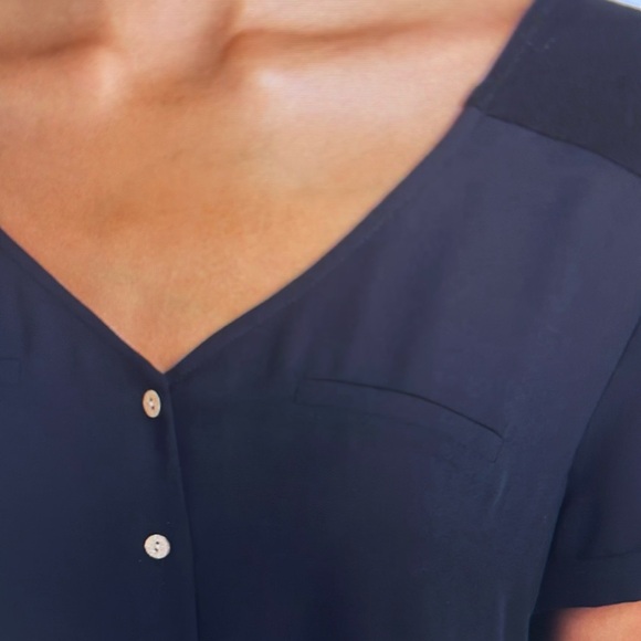 NWT FORTUNE + IVY Arden Tie Front Button Down Blouse. Black/ Small. - Picture 2 of 2